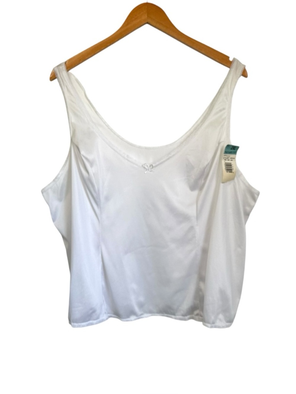 Vintage Vassarette Womens Camisole Cami Sz 2XL White Lace Trim Tank Top